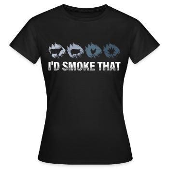 Grillliebhaber I'd Smoke That Fleischesser - Frauen T-Shirt - Schwarz - Vorne - AI Model Female 172 dark (172cm)