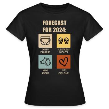 Werdende Eltern 2024 Vorhersage 2024 - Frauen T-Shirt - Schwarz - Vorne - AI Model Female 172 dark (172cm)