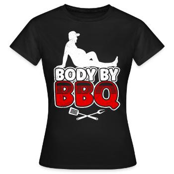 Grillfest Body by BBQ Fleischfresser Lustig - Frauen T-Shirt - Schwarz - Vorne - AI Model Female 172 dark (172cm)