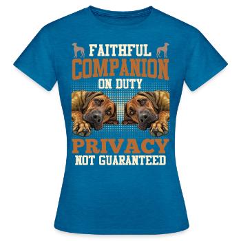 Rhodesian Ridgeback FIDÈLE COMPAGNON DE SERVICE - T-shirt Femme - bleu saphir antique chiné - Devant - AI Model Female 172 dark (172cm)