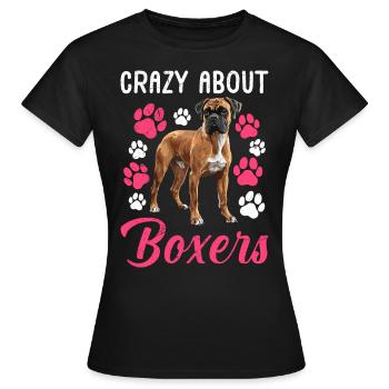Chien Maman Boxer Allemand FOLLE DE BOXERS - T-shirt Femme - noir - Devant - AI Model Female 172 dark (172cm)