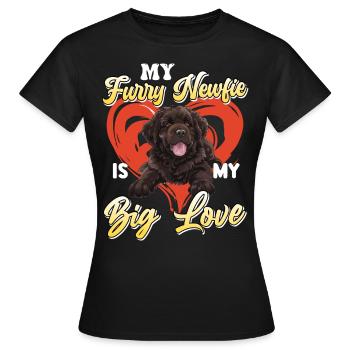 Neufundländer MEIN PELZIGER NEUFUNDLÄNDER LIEBE - Frauen T-Shirt - Schwarz - Vorne - AI Model Female 172 dark (172cm)