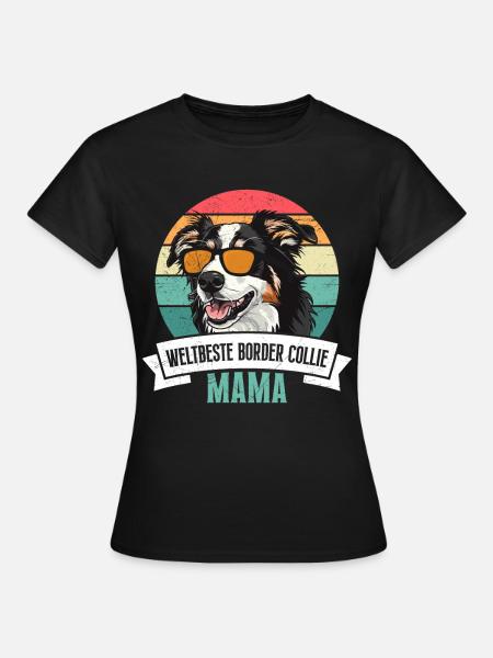 Hundemama BESTE BORDER COLLIE MAMA Vintage - Frauen T-Shirt - Schwarz