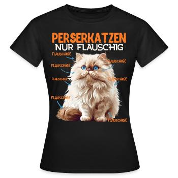 PERSERKATZEN NUR FLAUSCHIG Perser Katze - Frauen T-Shirt - Schwarz - Vorne - AI Model Female 172 dark (172cm)