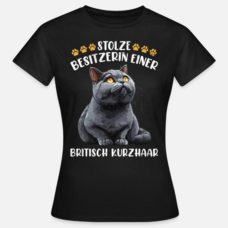 British Shorthair ORGOGLIOSO PROPRIETARIO DI UN BRITISH - Maglietta da donna - nero