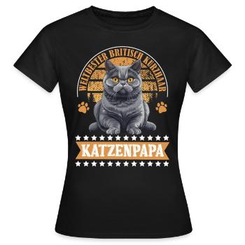 BRITISCH KURZHAAR KATZENPAPA Britisch Kurzhaar - Frauen T-Shirt - Schwarz - Vorne - AI Model Female 172 dark (172cm)