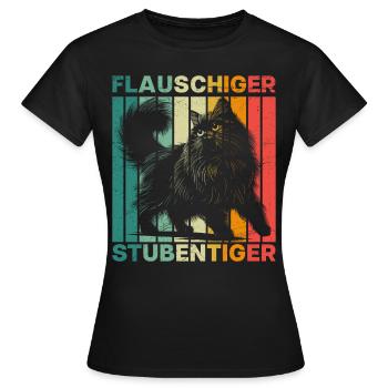 Persian Cats FLUFFY HOUSE TIGER Funny - Women's T-Shirt - black - Front - AI Model Female 172 dark (172cm)