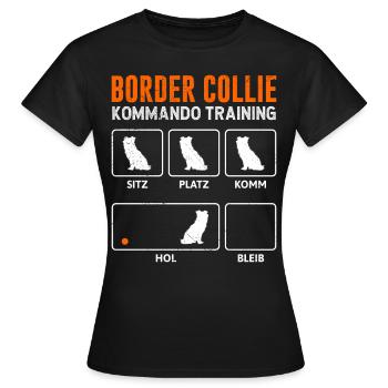 BORDER COLLIE COMMANDO TRAINING Funny - Women's T-Shirt - black - Front - AI Model Female 172 dark (172cm)