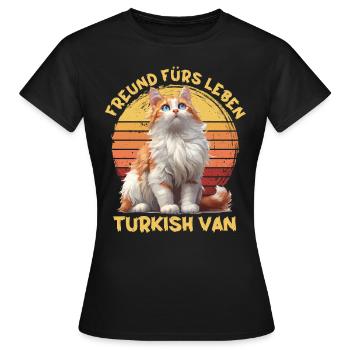 TURKISH VAN FREUND FÜRS LEBEN Katzenbesitzer - Frauen T-Shirt - Schwarz - Vorne - AI Model Female 172 dark (172cm)