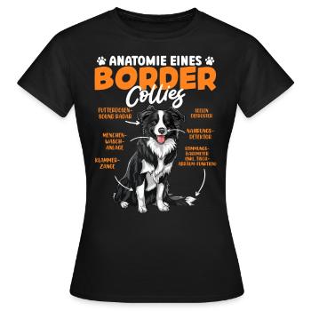 Border Collie ANATOMIE D’UN BORDER COLLIE Drôle - T-shirt Femme - noir - Devant - AI Model Female 172 dark (172cm)