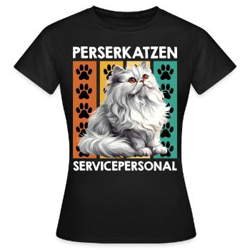 PERSERKATZEN SERVICEPERSONAL Lustiges Perser - Frauen T-Shirt - Schwarz - Vorne - AI Model Female 172 dark (172cm)