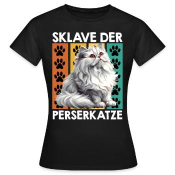 Chat Propriétaire CHAT PERSAN ESCLAVE Drôle - T-shirt Femme - noir - Devant - AI Model Female 172 dark (172cm)