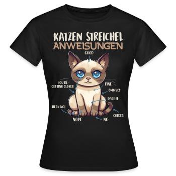 Chats siamois INSTRUCTIONS DE CARESSES Fun - T-shirt Femme - noir - Devant - AI Model Female 172 dark (172cm)