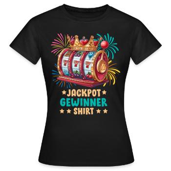 Spielautomat JACKPOT GEWINNER SHIRT 777 Casino - Frauen T-Shirt - Schwarz - Vorne - AI Model Female 172 dark (172cm)