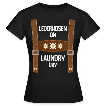 Aujourd’hui sans lederhosen Costume de remplacement hommes - T-shirt Femme - noir - Devant - AI Model Female 172 dark (172cm)