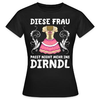 Ne rentre pas dans mon dirndl de remplacement dirndl augmenté - T-shirt Femme - noir - Devant - AI Model Female 172 dark (172cm)