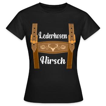 Bierzelt Hirsch mit Lederhosen Bayern - Frauen T-Shirt - Schwarz - Vorne - AI Model Female 172 dark (172cm)