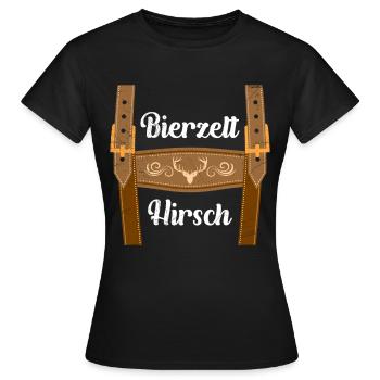 Tente à bière cerf avec lederhosen Bavière - T-shirt Femme - noir - Devant - AI Model Female 172 dark (172cm)
