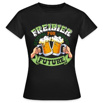 Münchner Volksfest FREIBIER FUTURE Lustiges - Frauen T-Shirt - Schwarz - Vorne - AI Model Female 172 dark (172cm)