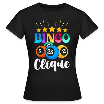 Bingo Player BINGO CLIQUE Fun Bingo - Women's T-Shirt - black - Front - AI Model Female 172 dark (172cm)
