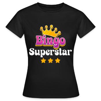 Joueur de bingo BINGO SUPERSTAR Bingo amusant - T-shirt Femme - noir - Devant - AI Model Female 172 dark (172cm)