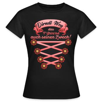 DIRNDL GONE THE T-SHIRT ALSO DOES ITS JOB - Women's T-Shirt - black - Front - AI Model Female 172 dark (172cm)