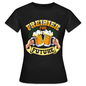 Münchner Volksfest FREIBIER FUTURE Lustiges - Frauen T-Shirt - Schwarz - Vorne - AI Model Female 172 dark (172cm)