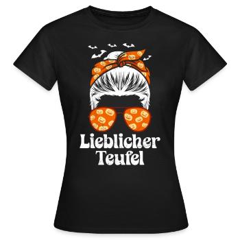 Halloween Kostüm Kinder LIEBLICHER TEUFEL Lustig - Frauen T-Shirt - Schwarz - Vorne - AI Model Female 172 dark (172cm)