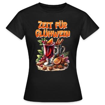 Glühweinstand ZEIT FÜR GLÜHWEIN Lustiges - Frauen T-Shirt - Schwarz - Vorne - AI Model Female 172 dark (172cm)