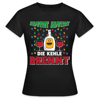 ADVENT ADVENT DIE KEHLE BRENNT Lustiges Glühwein - Frauen T-Shirt - Schwarz - Vorne - AI Model Female 172 dark (172cm)