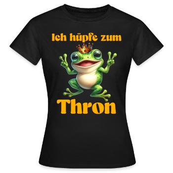 Froschkostüm ICH HÜPFE ZUM THRON Lustiges - Frauen T-Shirt - Schwarz - Vorne - AI Model Female 172 dark (172cm)