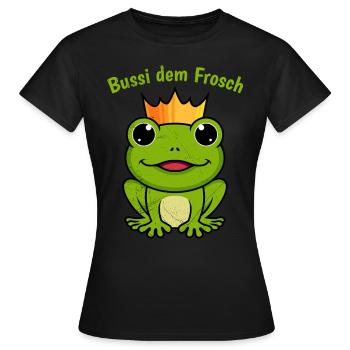 Karneval Party Kostüm BUSSI DEM FROSCH Lustiges - Frauen T-Shirt - Schwarz - Vorne - AI Model Female 172 dark (172cm)