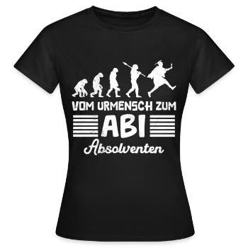 ABI VOM URMENSCH ZUM ABSOLVENTEN Lustiges - Frauen T-Shirt - Schwarz - Vorne - AI Model Female 172 dark (172cm)