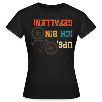 Radler UPS, ICH BIN GEFALLEN Radeln Lustiges - Frauen T-Shirt - Schwarz - Vorne - AI Model Female 172 dark (172cm)