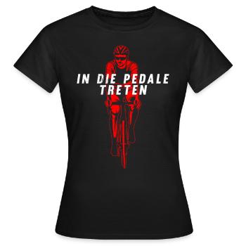 Radfahrer IN DIE PEDALE TRETEN Radeln Lustiges - Frauen T-Shirt - Schwarz - Vorne - AI Model Female 172 dark (172cm)