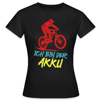 Radfahrer ICH BIN DER AKKU Radeln Lustiges - Frauen T-Shirt - Schwarz - Vorne - AI Model Female 172 dark (172cm)