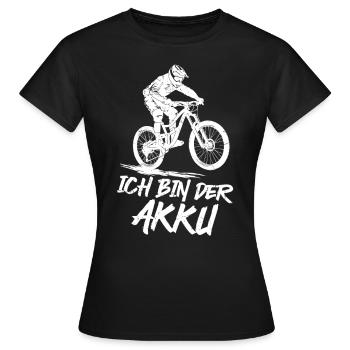 Radfahrer ICH BIN DER AKKU Radeln Lustiges - Frauen T-Shirt - Schwarz - Vorne - AI Model Female 172 dark (172cm)