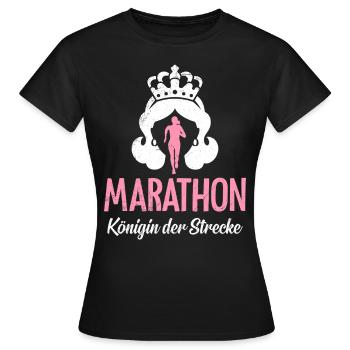MARATHON KÖNIGIN DER STRECKE Läuferin Lustiges - Frauen T-Shirt - Schwarz - Vorne - AI Model Female 172 dark (172cm)