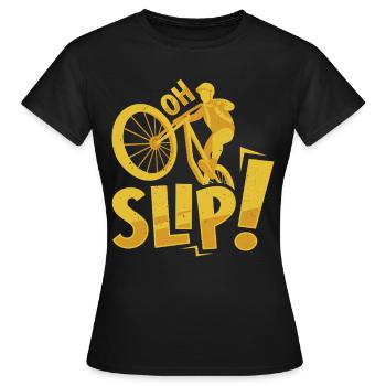 Radfahrer OH SLIP! Radfahren Lustiges - Frauen T-Shirt - Schwarz - Vorne - AI Model Female 172 dark (172cm)