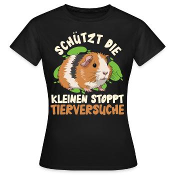 Tierwohl SCHÜTZE DIE KLEINEN STOPPT TIERVERSUCHE - Frauen T-Shirt - Schwarz - Vorne - AI Model Female 172 dark (172cm)