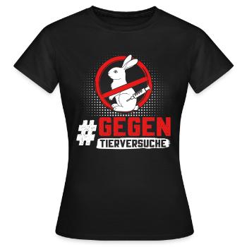 Tierschutz STOPPT TIERVERSUCHE GEGEN VERSUCHE - Frauen T-Shirt - Schwarz - Vorne - AI Model Female 172 dark (172cm)