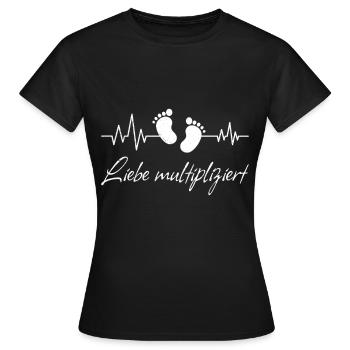 Werdende Mutter LIEBE MULTIPLIZIERT Lustiges - Frauen T-Shirt - Schwarz - Vorne - AI Model Female 172 dark (172cm)
