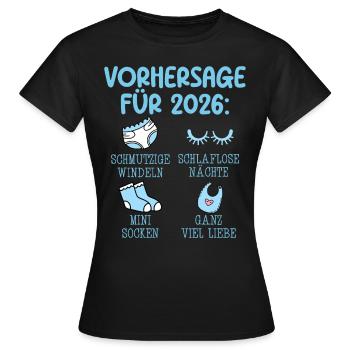 Werdende Mutter 2026 VORHERSAGE Lustiges - Frauen T-Shirt - Schwarz - Vorne - AI Model Female 172 dark (172cm)