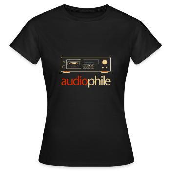 Audio Cassette Deck Vintage HiFi Audiophile - Frauen T-Shirt - Schwarz - Vorne - AI Model Female 172 dark (172cm)