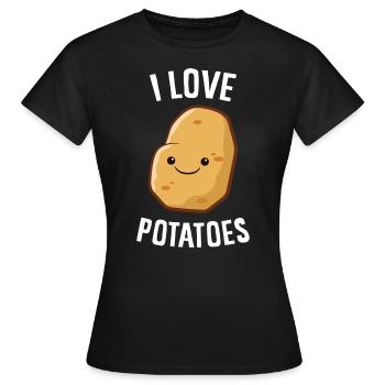 Pomme de terre - J’adore les pommes de terre - T-shirt Femme - noir - Devant - AI Model Female 172 dark (172cm)
