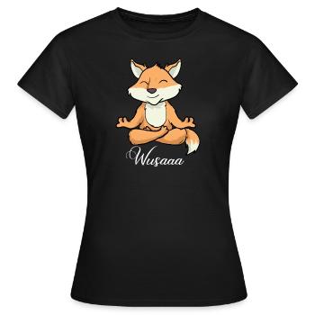 Auszeit Durchatmen Wusaaa Fuchs - Frauen T-Shirt - Schwarz - Vorne - AI Model Female 172 dark (172cm)
