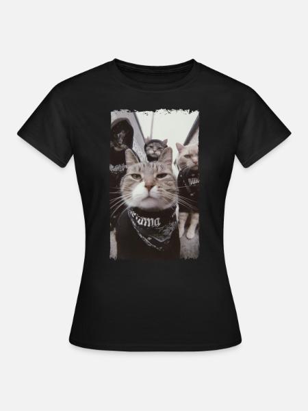 Gangster Cats Streetwear Cool Cat Motif - Women's T-Shirt - black