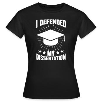 Dissertation PhD PhD Exam Gift - Women's T-Shirt - black - Front - AI Model Female 172 dark (172cm)