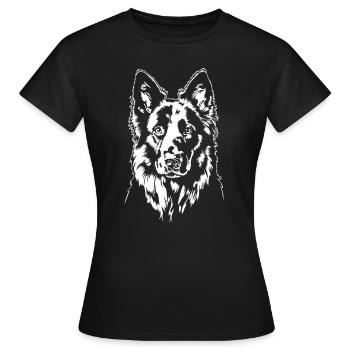 Deutscher Schwarzer Schäferhund Portrait Wilsigns - Frauen T-Shirt - Schwarz - Vorne - AI Model Female 172 dark (172cm)