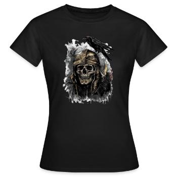Wikinger Helm Crow Skull - Frauen T-Shirt - Schwarz - Vorne - AI Model Female 172 dark (172cm)